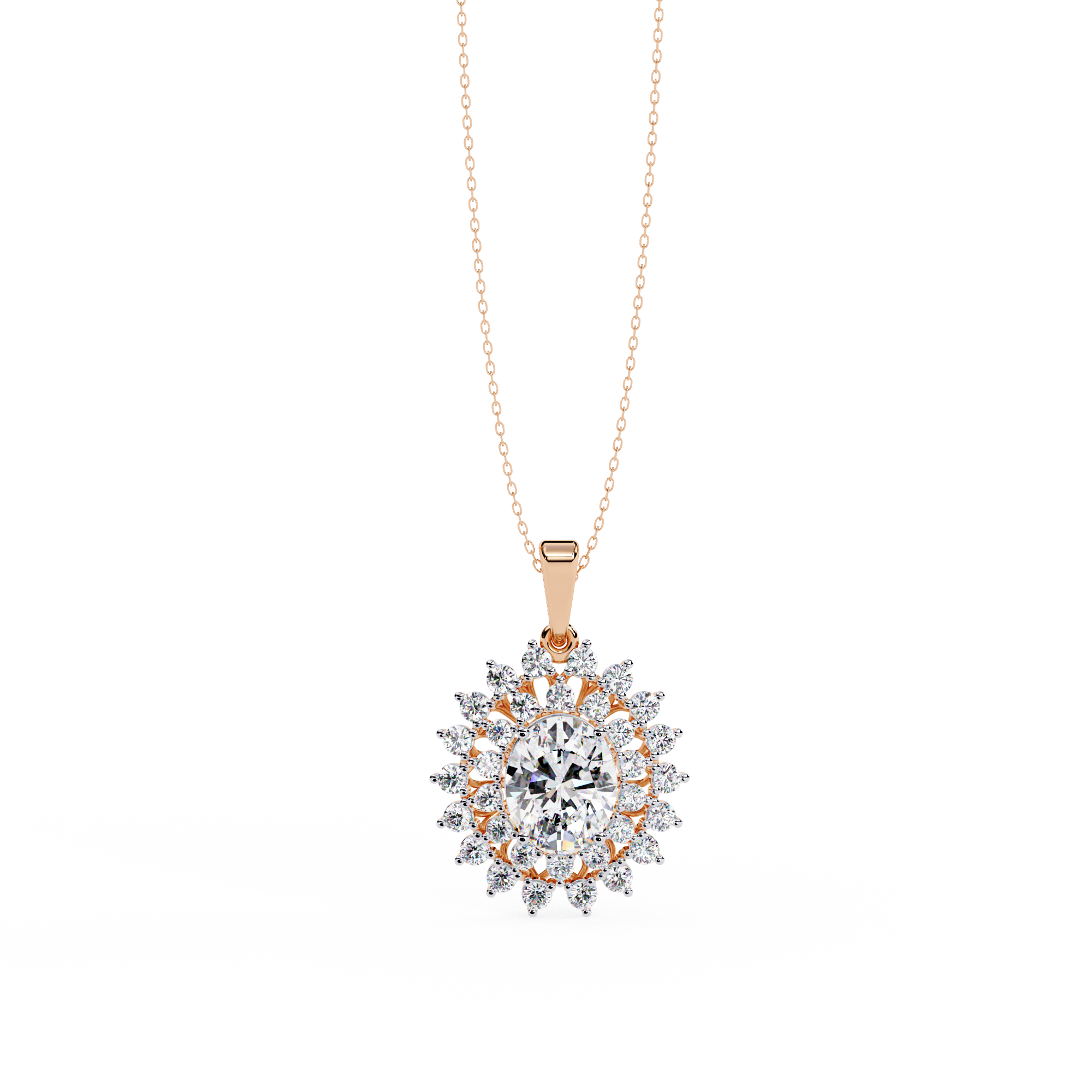 Solitairekart 3.41ct Oval Halo Natural Diamond Pendant-H Color, VS1 Clarity